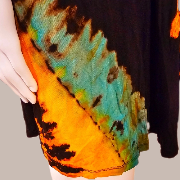 TIE DYE Blk Teal Stretchy Rayon Cardigan *5 Colors Avail.* OS NEW - Picture 8 of 8